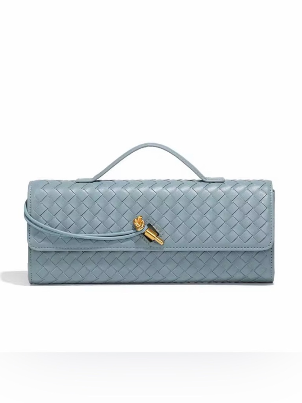 Elegant Woven Light Blue Women's Top-Handle Clutch